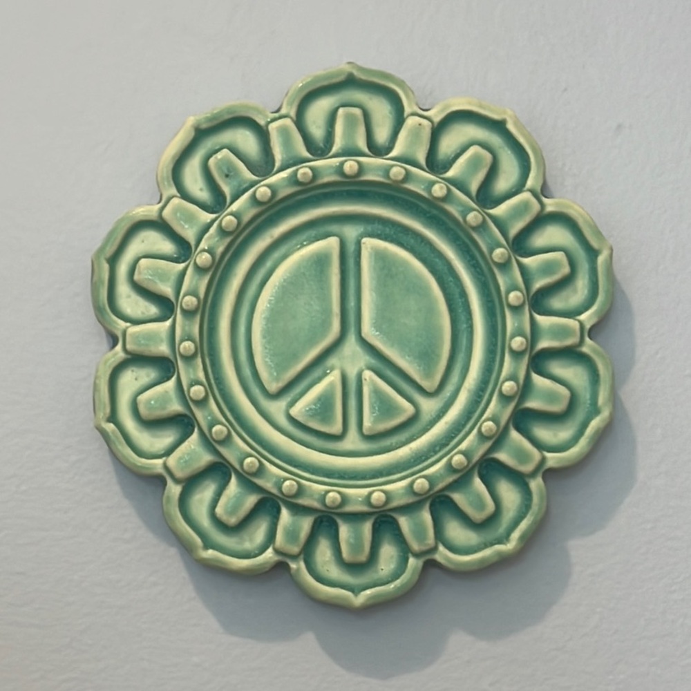 Urban Industrial “Peace” Art Tile  Aqua- Whistling Frog  Tile Co. - Picture 5 of 10
